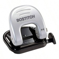 Sleek Bostitch Silver 2 Hole Punch Efficient EZ Squeeze Effortless 20 Sheet Tool
