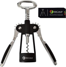 Abridor de vino HiCoup - Sacacorchos de ala abrebotellas de cerveza y vino con empuñadura alada