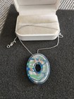 Sterling Silver Italy 925 Chain Necklace w Large Donut Shape Glass Pendant NICE — photo 1