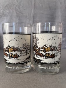 Currier & Ives Arby’s 1978 Collector Glasses Set of 2 – American Farm in Winter