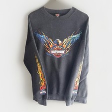 Vintage Harley Davidson Eagle Flames Sweatshirt - Men's 3XL - Double Sided - USA