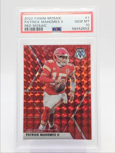 PATRICK MAHOMES II 2020 MOSAIC FOOTBALL RED PRIZM CHIEFS PSA 10 Q0004
