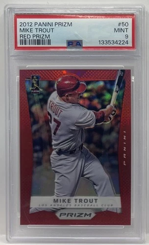 MIKE TROUT 2012 PANINI RED PRIZM ROOKIE BASEBALL LOS ANGELES ANGELS PSA 9 RC MT