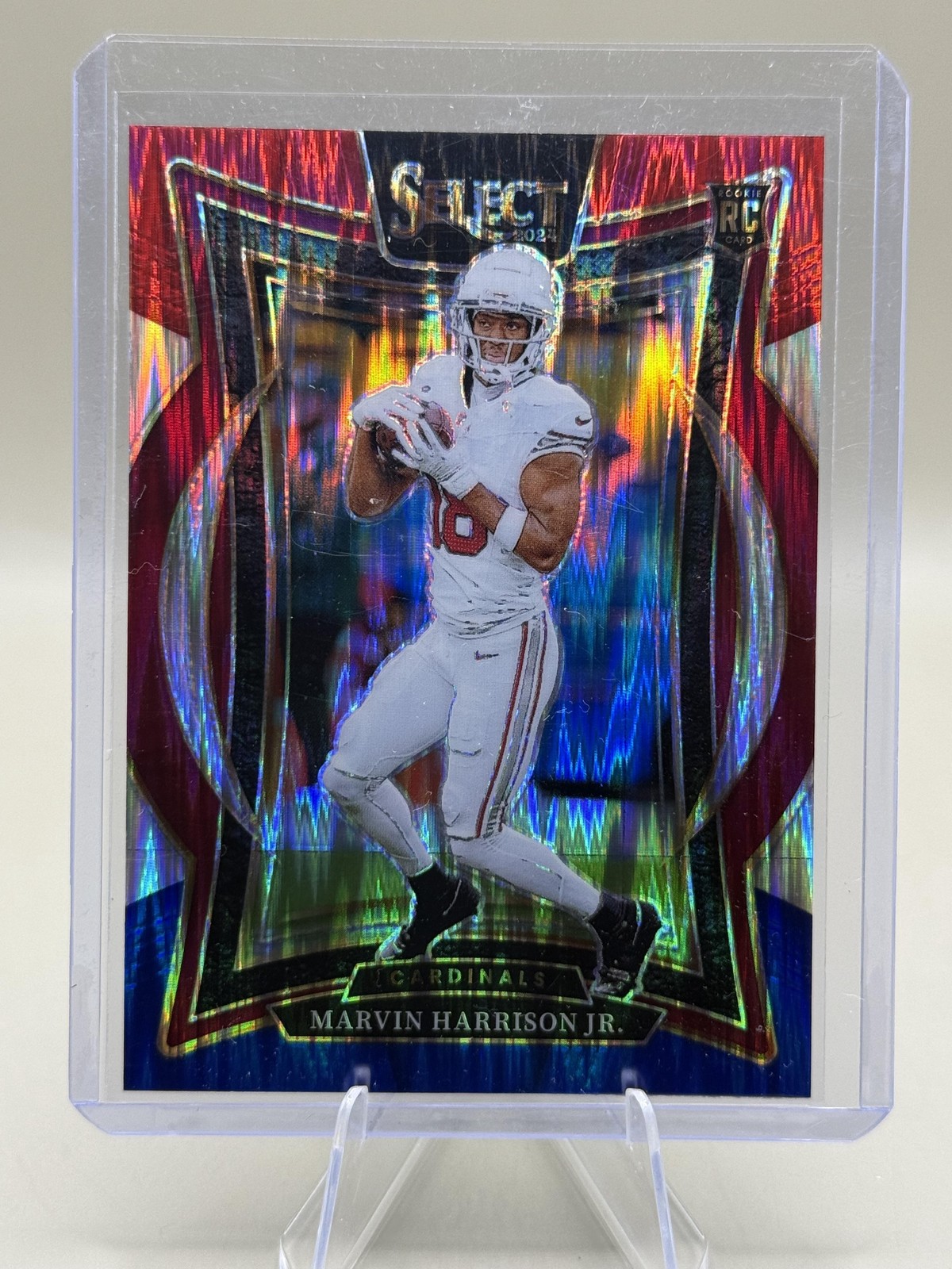 2024 Panini Select #28 Marvin Harrison Jr. Red & Blue Prizm Shock