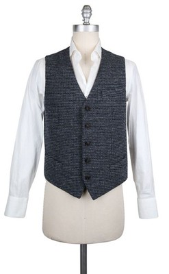 Luigi Borrelli Gray Wool Shephard's Check Vest - 38/48 - (LBVEST12160)
