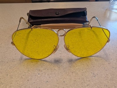 Ray-Ban USA Vintage B&L Aviator Kalichrome  Shooter Sunglasses Bullet Hole BH