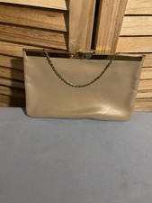 Vintage Etra Leather Light Brown Chain Strap Clutch Handbag Clip Closure