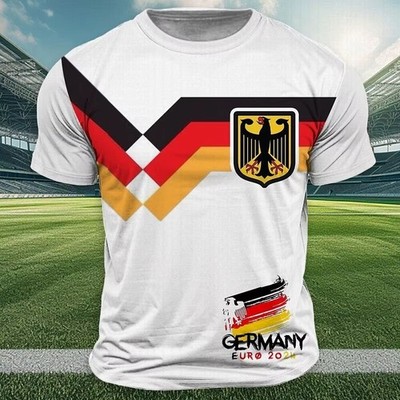 Deutschland Fan T-Shirt Herren Fußball WM 2026 Flagge Kurzarm Sommer