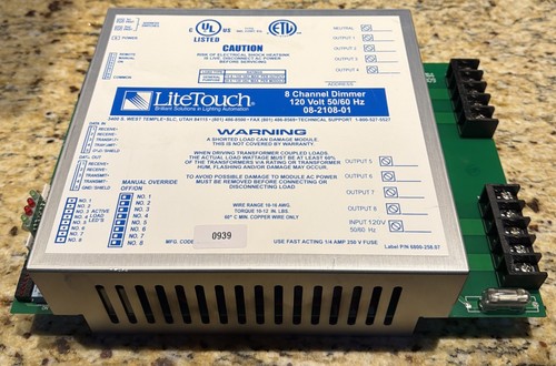 LITETOUCH-8 CHANNEL DIMMER Module 08-2108-01 REMOVED FROM WORKING SYSTEM