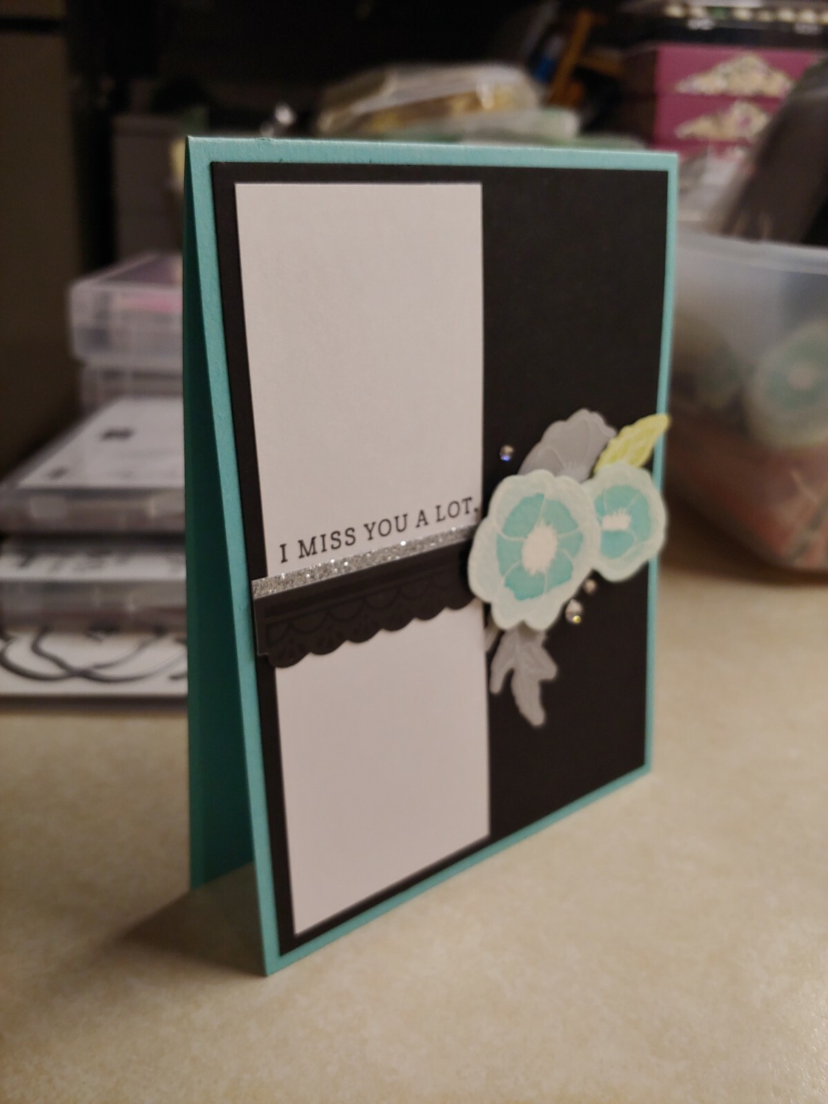 Stampin Up "I MISS YOU ALOT" PAINTED POPPIES CARD KIT, Watercolored Elements