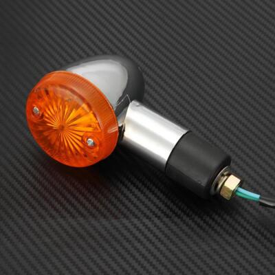 Pair Chrome LED Turn Signal Lights For Honda VTX 1300C / 1800C / 1800N Motorcycle - Amber, 12V