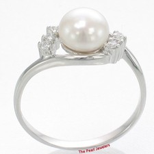 White Pearl Cubic Zirconia Cocktail Ring .925 Sterling Silver