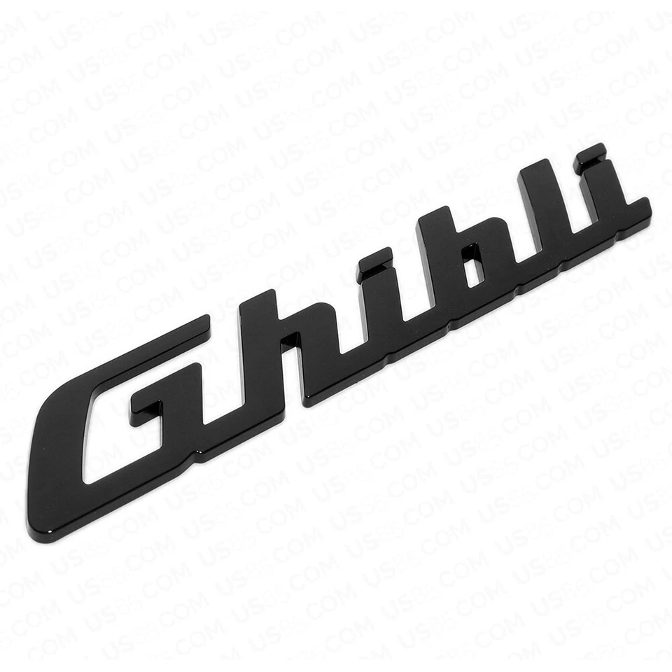 Para Maserati Ghibli Negro Brillante Tapa del maletero Placa de identificación Logo Emblema Insignias Deporte OEM Foto 2 de 4