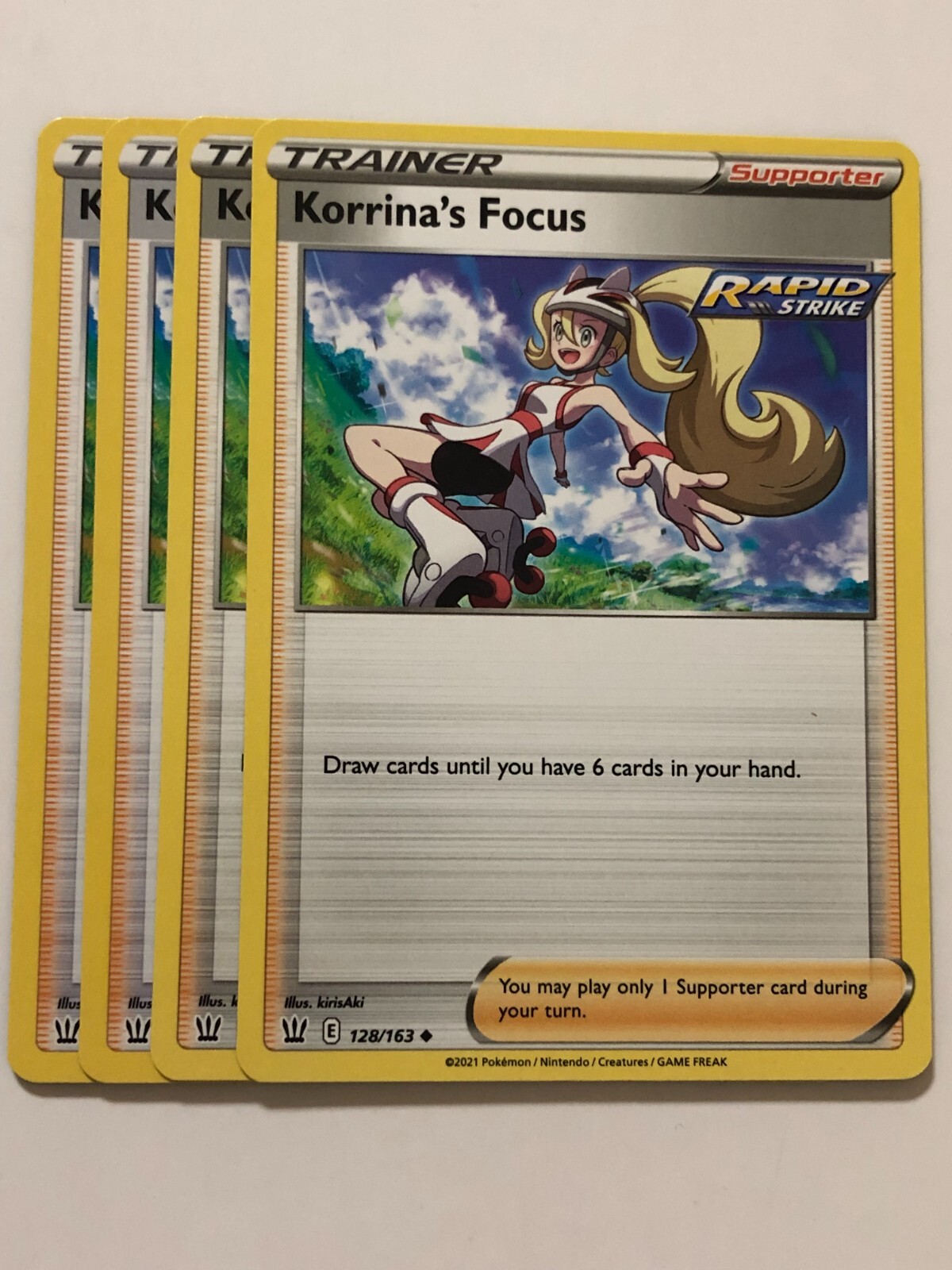 Pokemon Card Battle Styles 4x Playset Korrina's Focus 128/163 NM