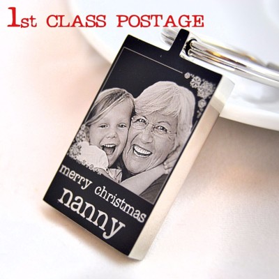 Photo Keyring Keychain Personalised Engraved for Nana Grandparent Christmas Gift