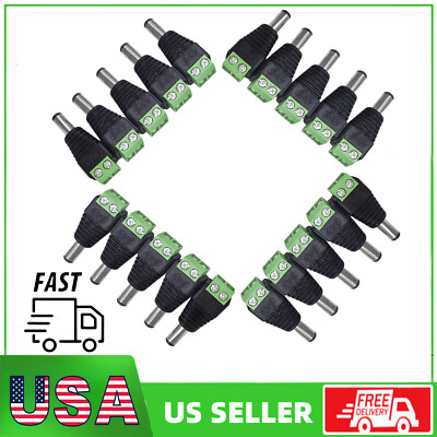 20 Pairs 12V Male+Female 2.1x5.5mm DC Power Jack Plug Adapter Barrel