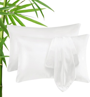100% Organic Bamboo Pillowcases Set of 2 Standard Queen Size Oeko-Tex Bamboo Pil