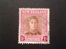 NEW ZEALAND 1938 KING GEORGE VI 1/- RED & BROWN - USED KGVI