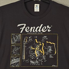 FENDER Guitar Shirt MENS Extra Large XL Black STRAT Stratocaster Patent ROCK NWT