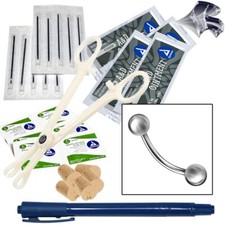 Eyebrow Mini Body Piercing Kit - 16G, 3/8in Length 10mm Curved Barbell Jewelry