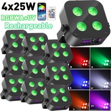 4X25W RGBWA UV Stage Par Light Rechargeable Wireless Battery Uplight Wedding