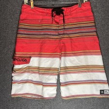 Rip Curl Stripes Red Boys Charter Board Shorts Size 29