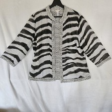 Chico's Jacket Size Is 2 Open Front Black White Zebra Print Sheer Overlay Flowy