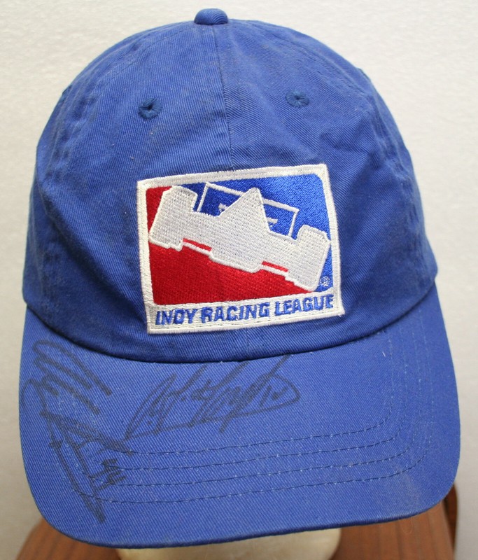 Vintage A.J. FOYT & ALEZ BARRON - SIGNED - Indy Racing League Ball Cap Hat LOOK!