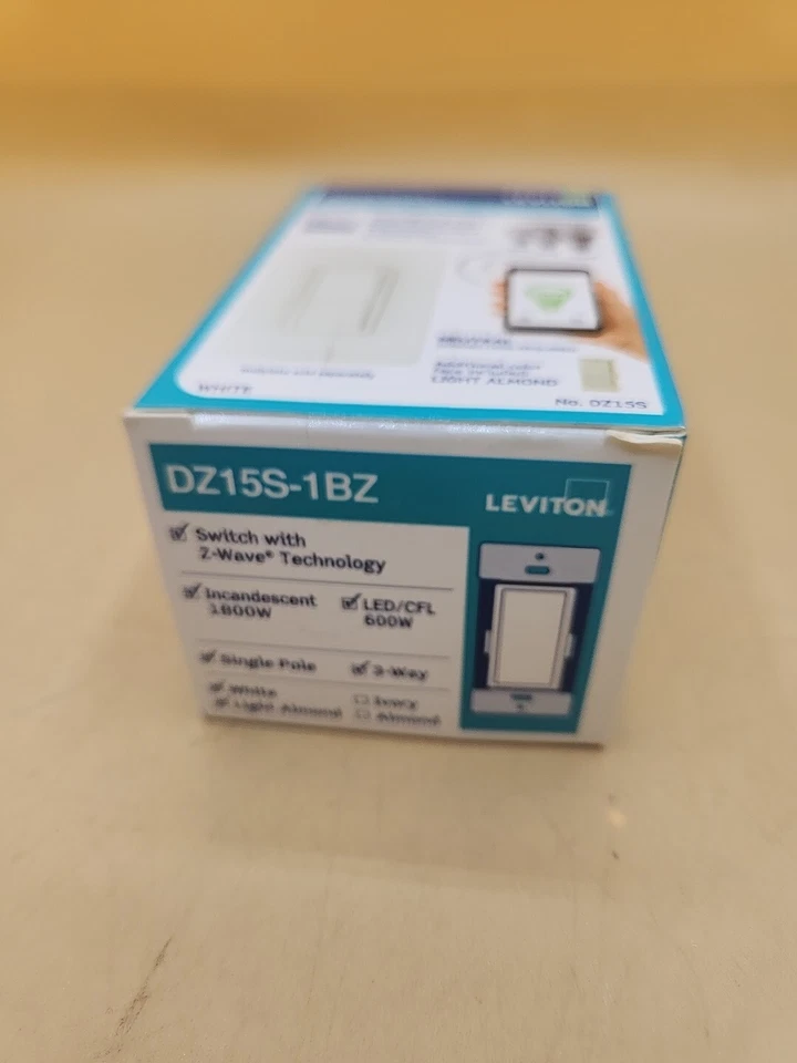 Leviton DZ15S Z Wave Plus настенный выключатель однополюсный 3-полосный светодиодный компакт-диск новый - Изображение 2 из 3