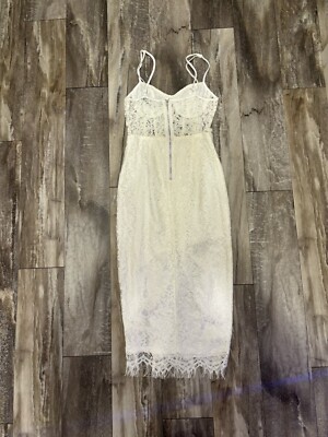 Pretty Little Thing Lace Midi Leg Slit Dress White Sz 4 | eBay