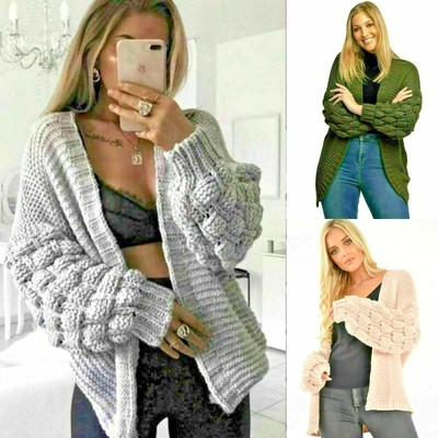 bubble sleeve knit cardigan