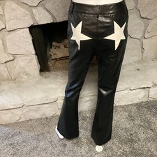 NWT Nasty Gal Faux Leather Flare Star Bum Pants Size 4