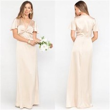 SHOW ME YOUR MUMU Rime Twist Gown In Champagne Luxe Satin