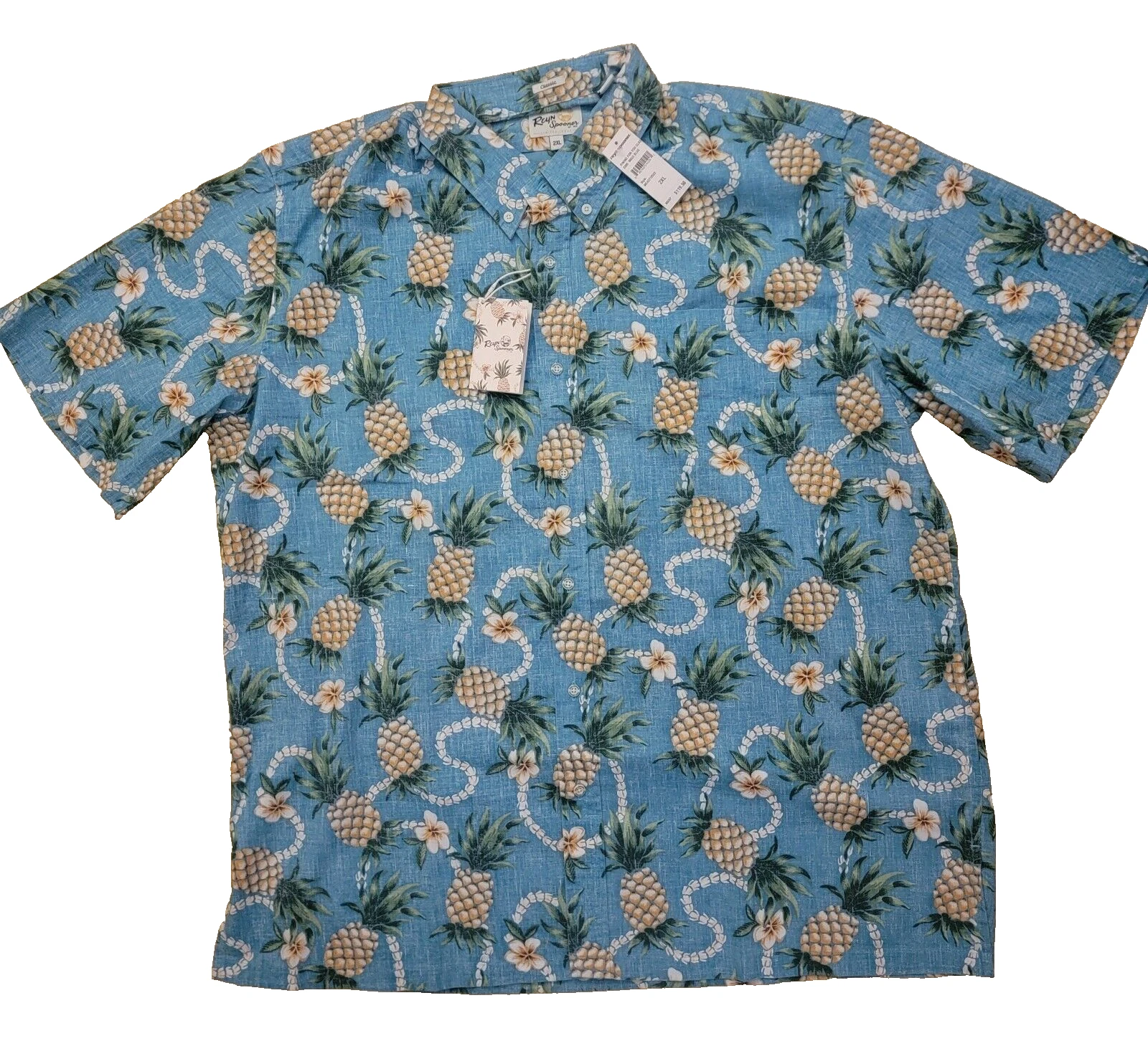 NWT Reyn Spooner Mens Hawaiian Shirt Sz 2XL LIMITED Pineapple Maui Blue Vtg10243