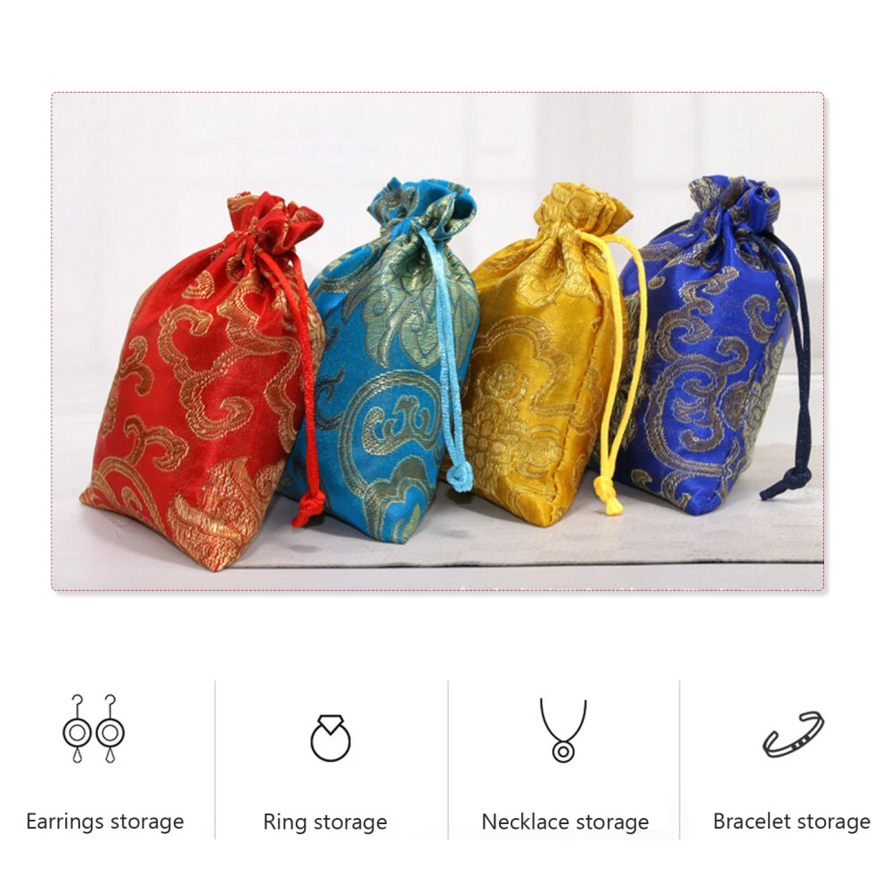 12pcs Cosmetic Storage Bag Chinese Jewelry Pouch Silk Sachets Bag