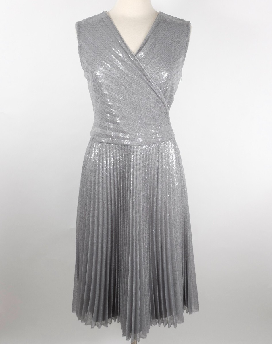 Ralph Lauren Purple Label★素敵!Silver Sequin Pleated Dress Ralph Lauren Purple Label 14 ( fits 8 ) dress silver pleated