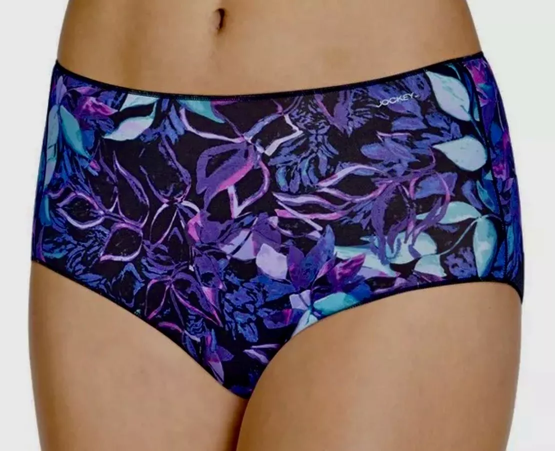 JOCKEY No Panty Line Promise Hip Brief Purple Floral Hipster Panty Womens  Sz L 7