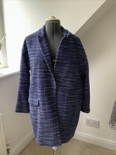 Womens Dunnes Blue And White Lightweight Spring Coat Uk12-14
