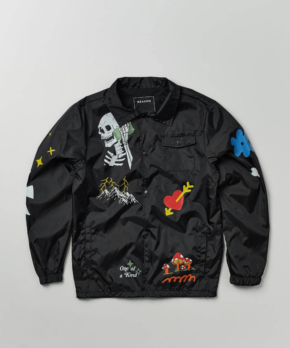 New XL Reason One of a Kind Coaches Jacket Snap Front with Pocket