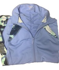 FILA Womans XL Blue Floral Full Zip Jacket