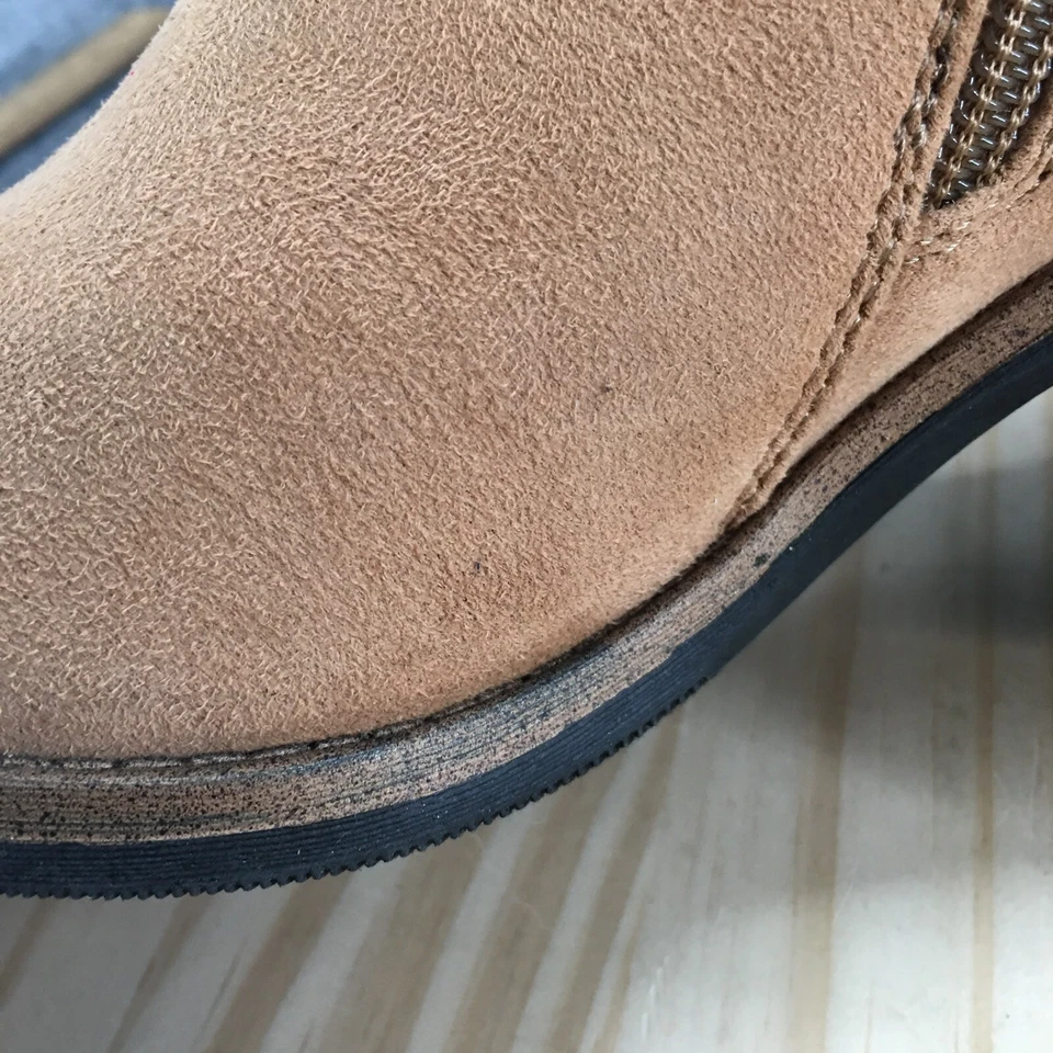 Botas de montaña blancas para mujer 7,5 M Chelsea beige cremallera lateral tacón bloque tobillo Foto 4 de 4
