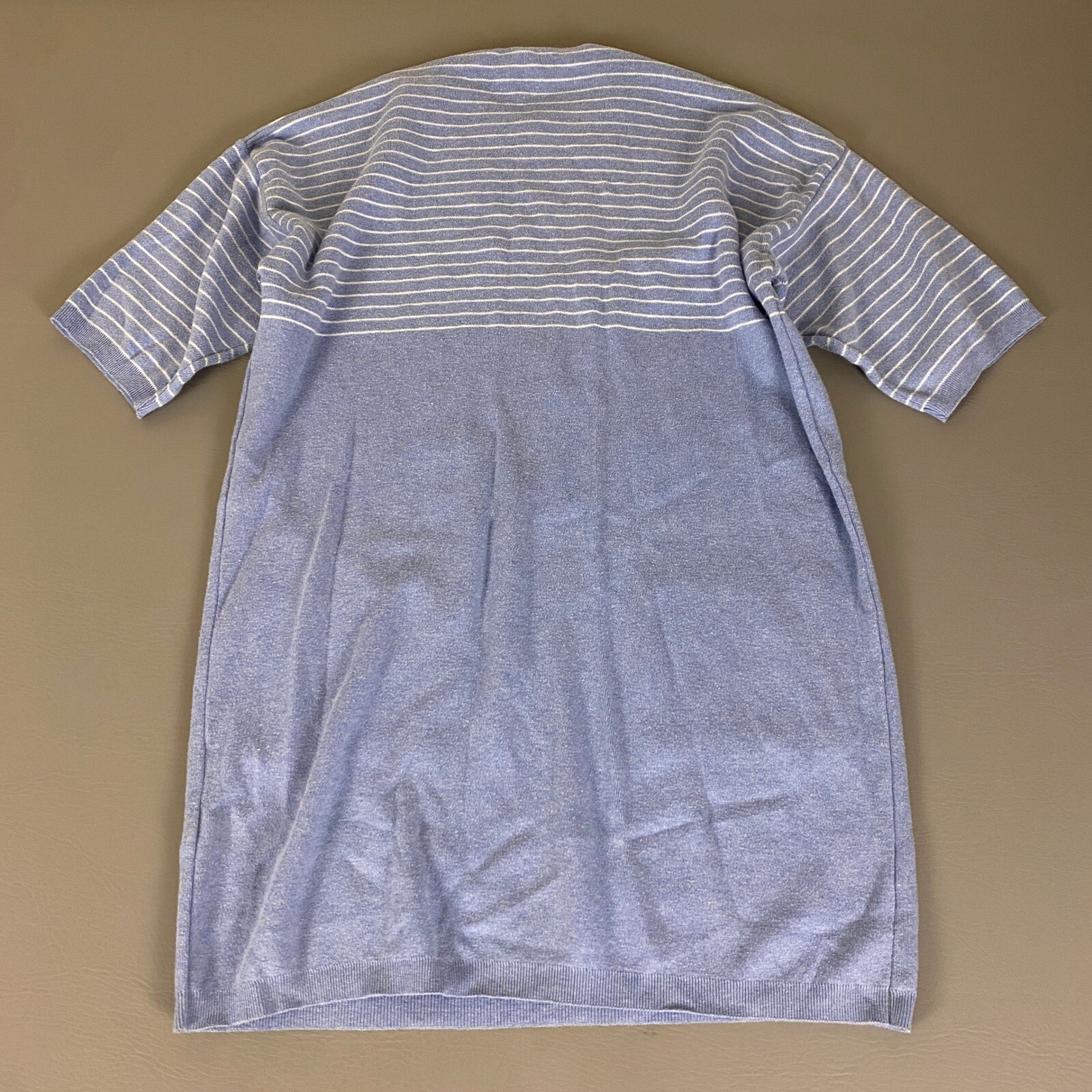 Vintage Joan Vass USA Knit Dress Blue Size 1 (8-10) Striped Cotton w/ Pockets