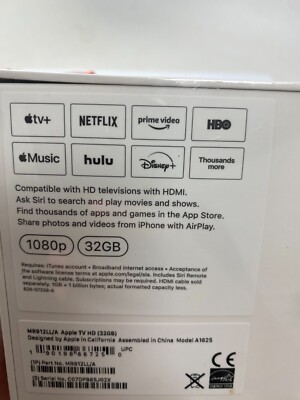 Apple TV 4th Generation 32gb Model A1625 - Black for sale online