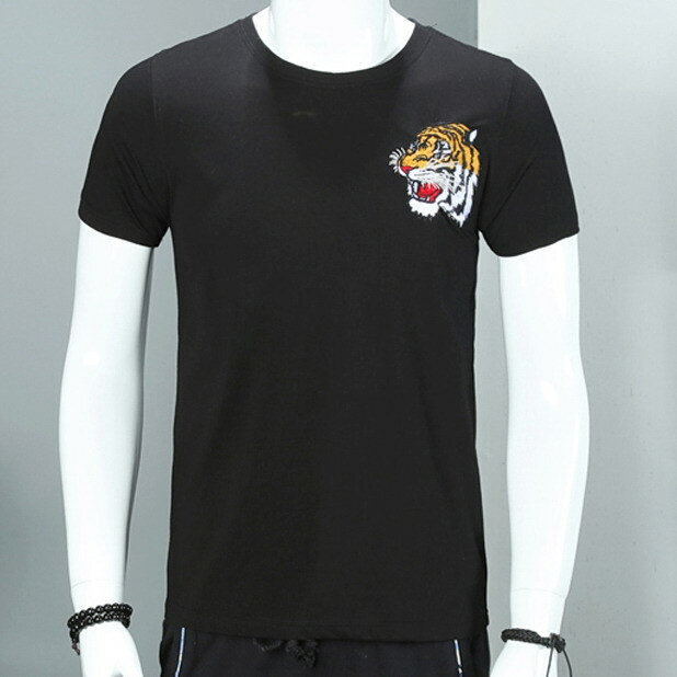 Tacky Tattoo ロゴモチーフTシャツ Mens T-Shirt Japanese Pattern Embroidery Tiger Totem Tattoo