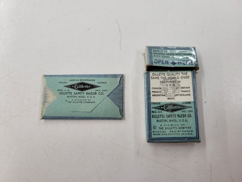 Vintage Gillette Blue Blades Original Box With One Razor. Boston, MA USA - Picture 2 of 11