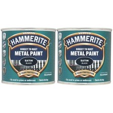 2X Hammerite Satin Black Direct to Rust Metal Paint 250ml