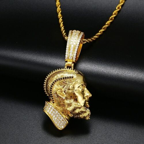 Men's Nipsey Hussle 1.5" Pendant Simulated Diamond 14k Yellow Gold Plated Silver - Picture 1 of 5