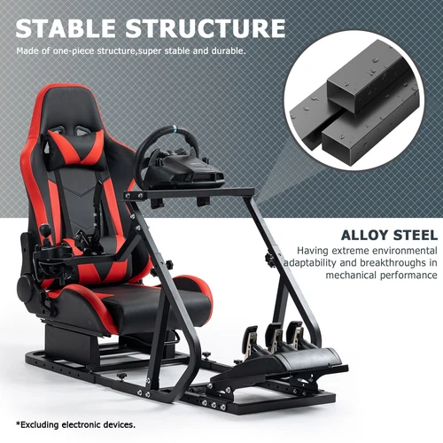 Minneer Racing Sim Cabina Ajustable con Asiento Rojo Ajuste Logitech G29 G920 G923 - Foto 3 de 6