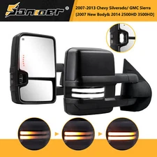 Smoked Switchback Tow Mirrors Heated For 2007-2014 Chevy Silverado GMC Sierra