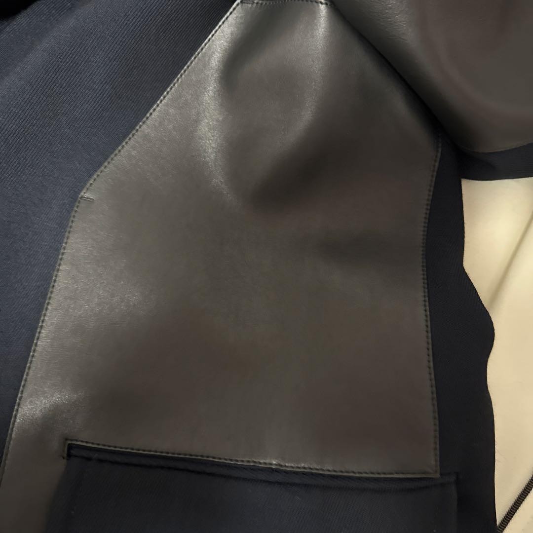 HERMES navy (almost black) coat with leather patch image 5